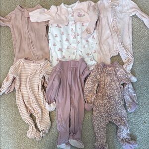 Baby girl newborn zip sleeper bundle cloud island